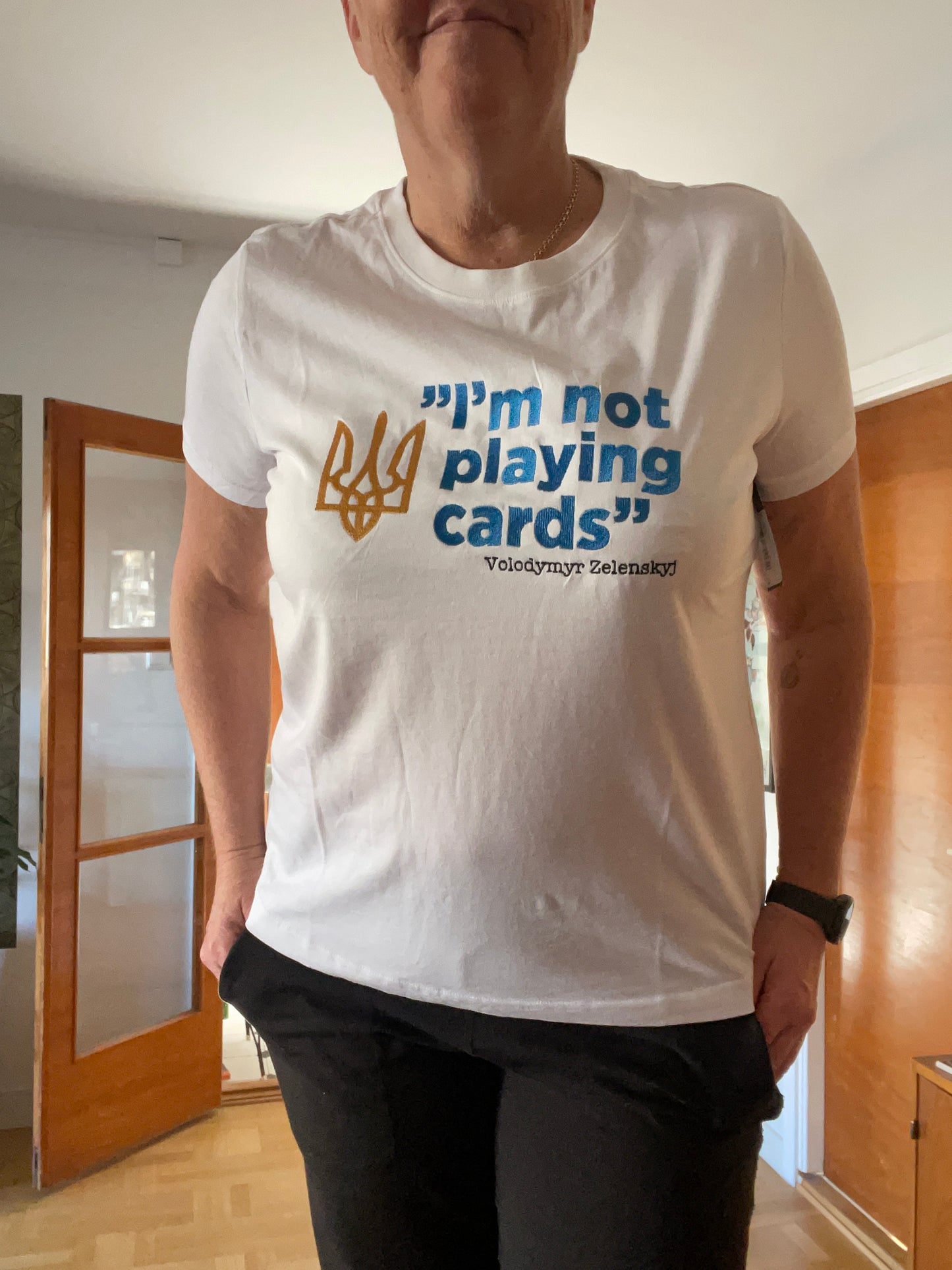 T-shirt, I'm not playing cards, dam